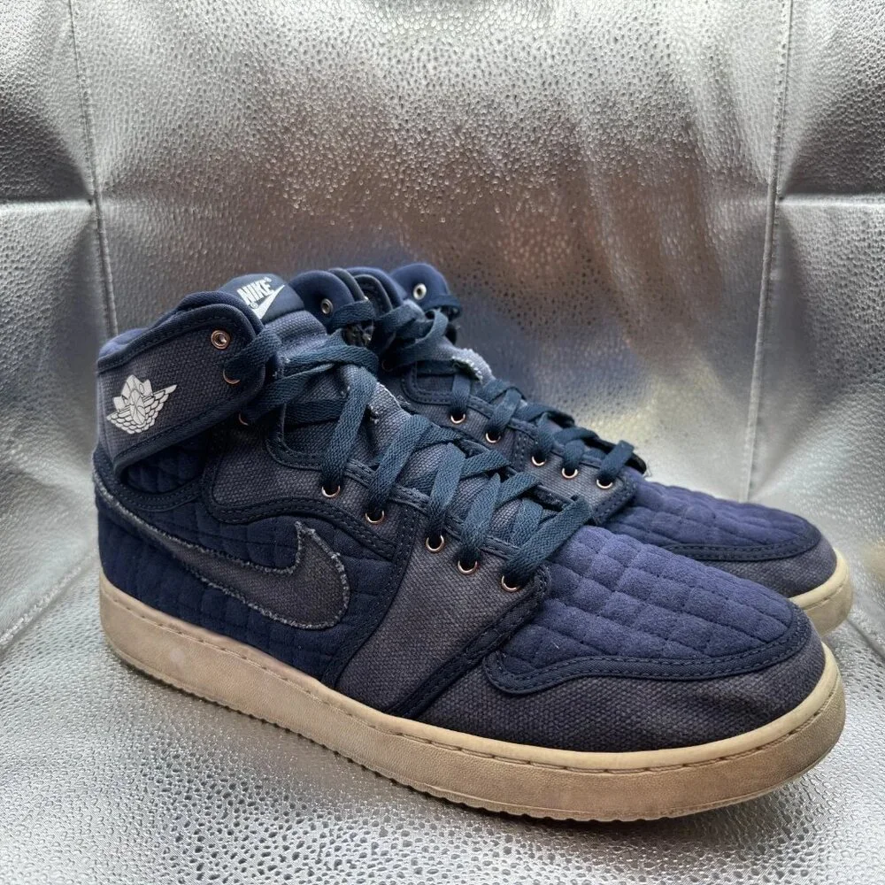 Size 12 Nike Air Jordan 1 Retro AJKO Obsidian Blue Quilted Sneakers 638471-403